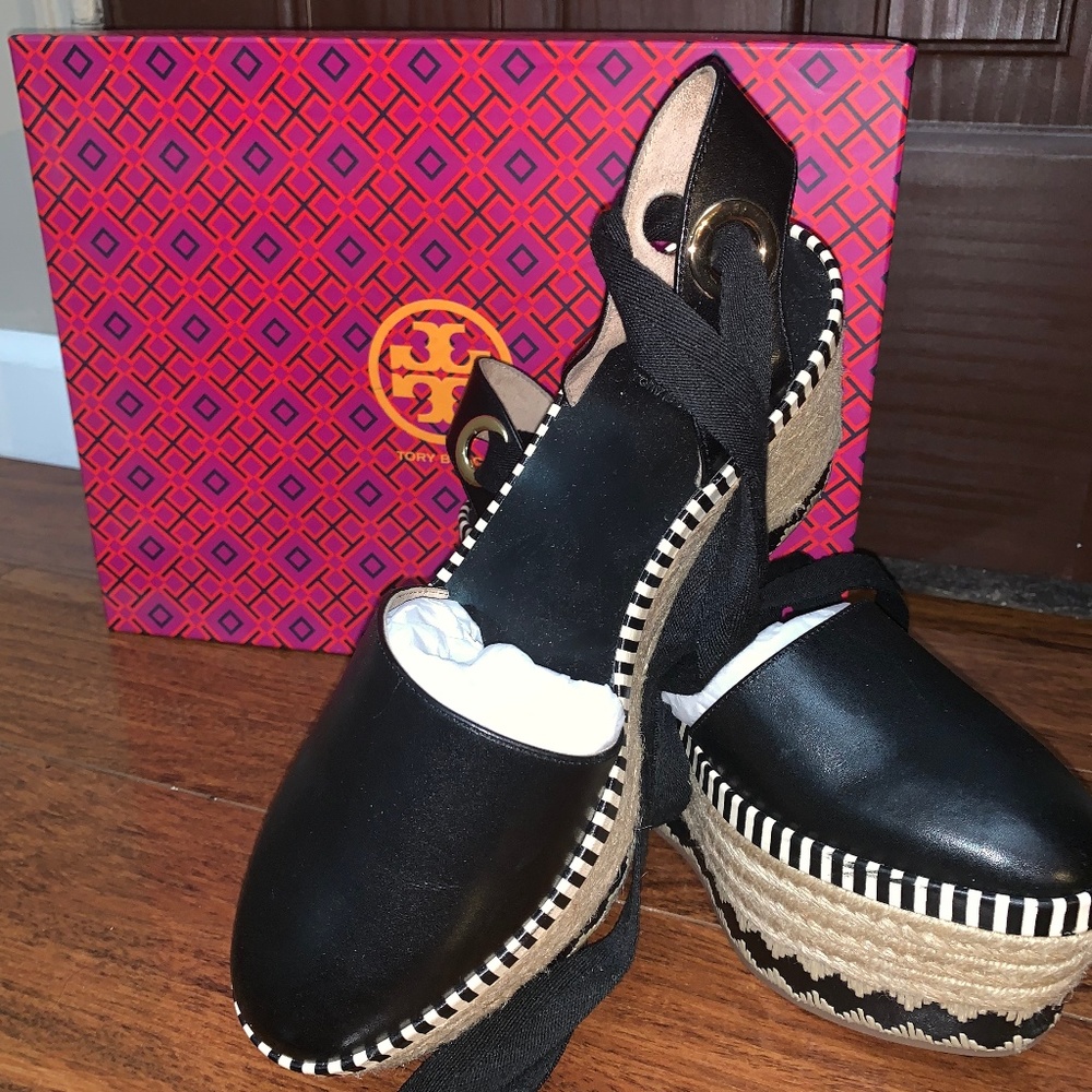 Tory Burch Black Dandy 85 Mm Leather Espadrilles